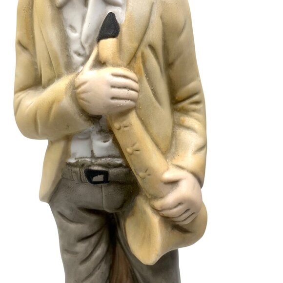 Vintage Flambro Folk Country Musician Figurine Bisque Porcelain Banjo Saxophone - Picture 8 of 12